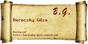 Bereczky Géza névjegykártya