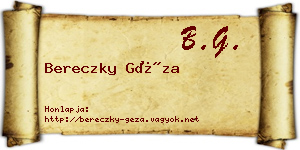 Bereczky Géza névjegykártya